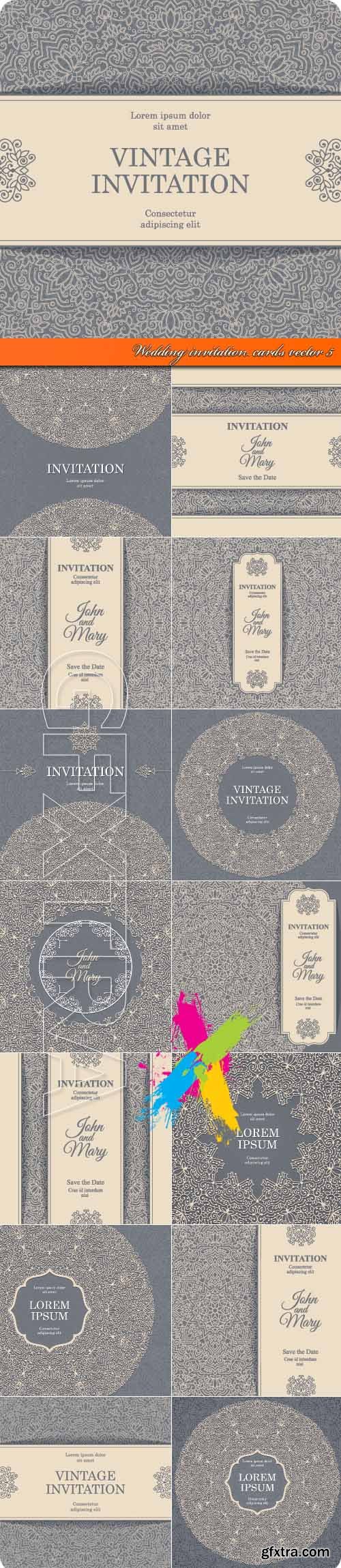 Wedding invitation cards vector 5