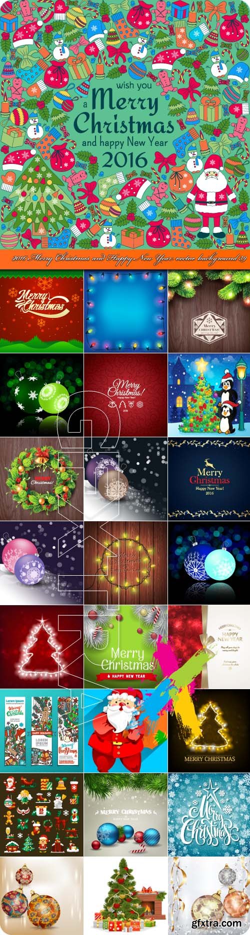 2016 Merry Christmas and Happy New Year vector background 39