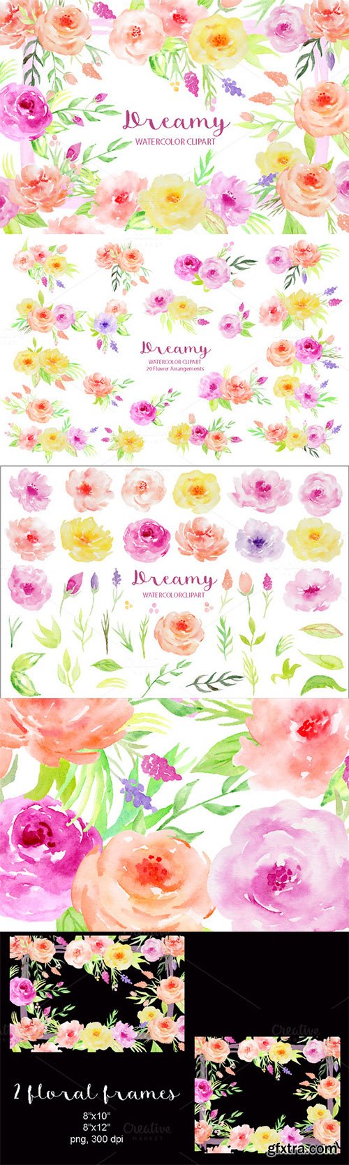 Creativemarket Watercolor Clipart Dreamy Collection 460149