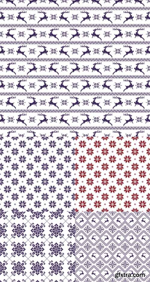 5 Seamless christmas patterns vector set 2