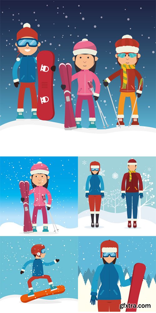 Winter sport and fashion wear vector set