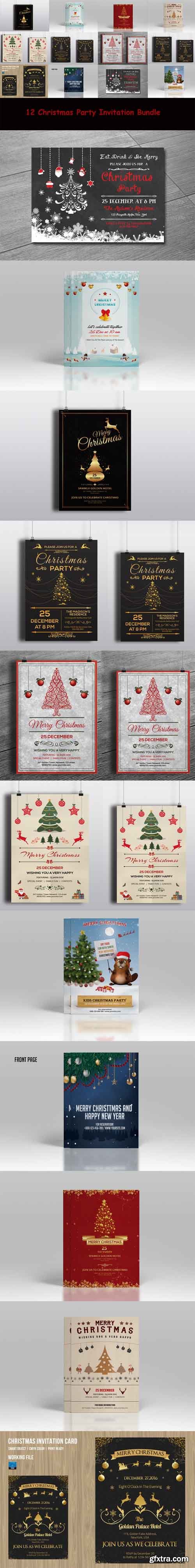 CM - 12 Christmas Invitation flyer Bundle 459496