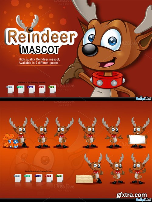 Creativemarket Reindeer Mascot Character 12313