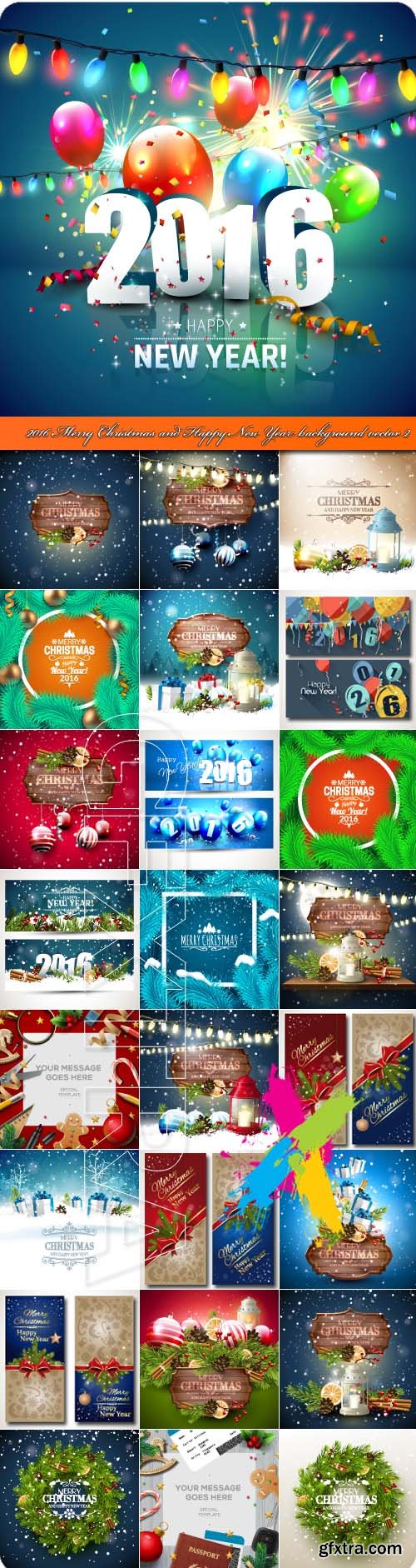 2016 Merry Christmas and Happy New Year background vector 2