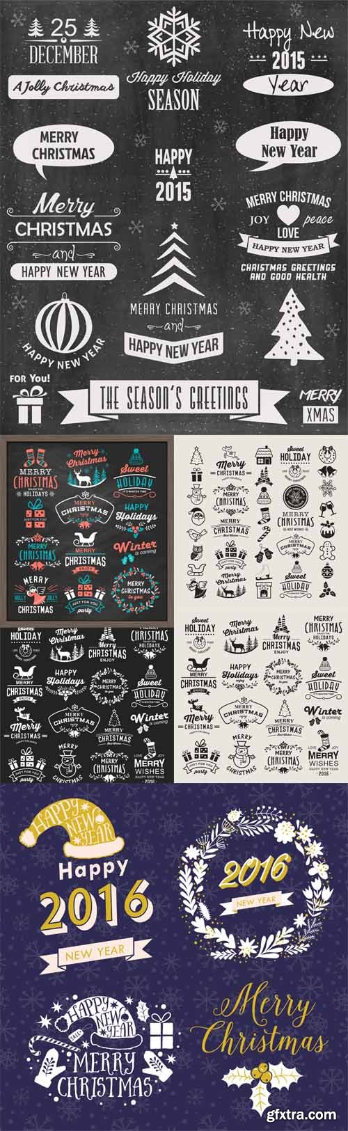 Christmas design elements, logos, badges, labels, icons decoration and object set