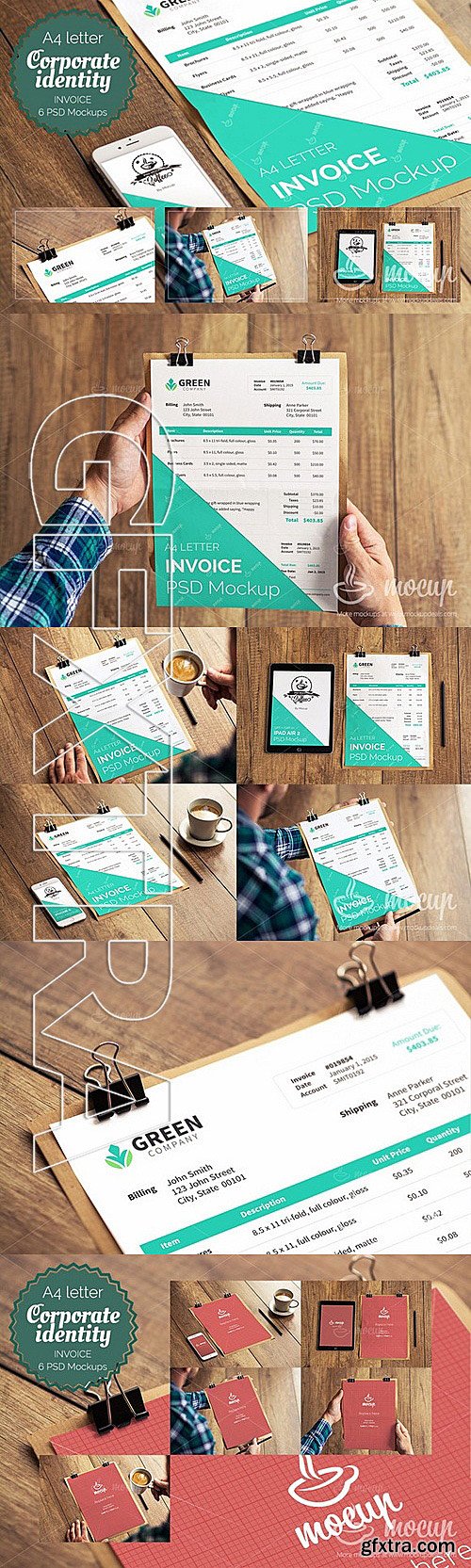 CM - 6 PSD Invoice Mockup templates 308024