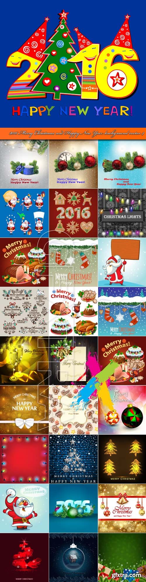 2016 Merry Christmas and Happy New Year background vector 4