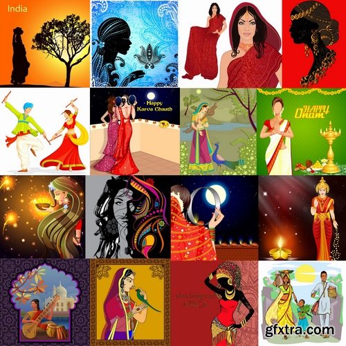 Collection of Indian people happy man woman girl 2- 25 EPS