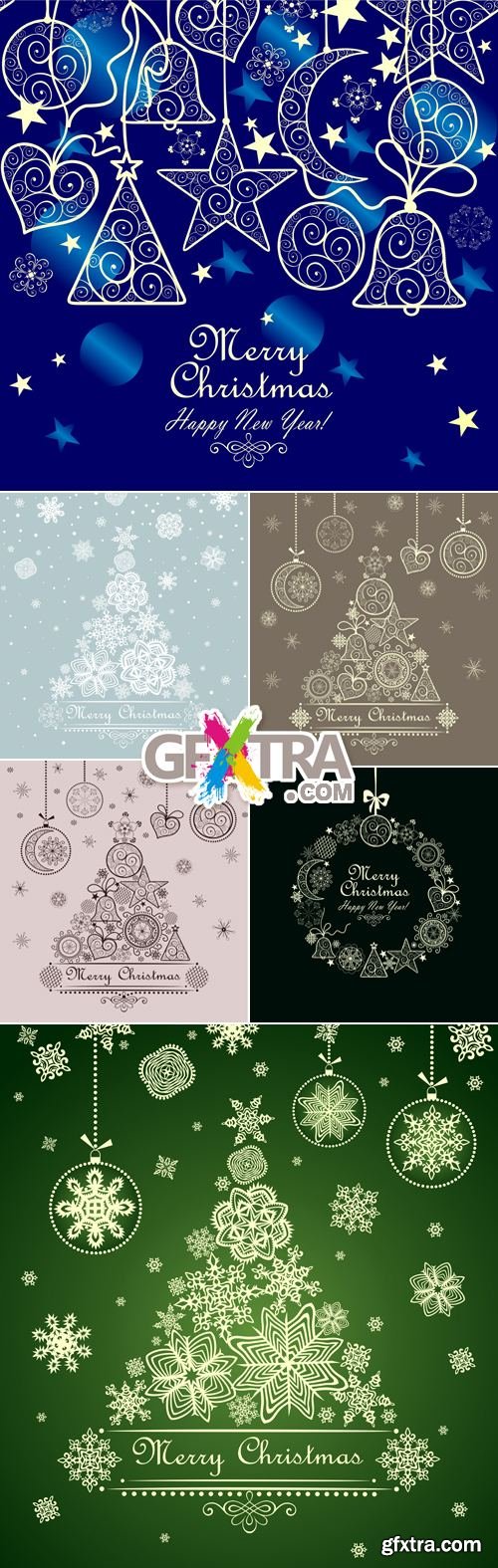 Simple Christmas Cards Vector 6