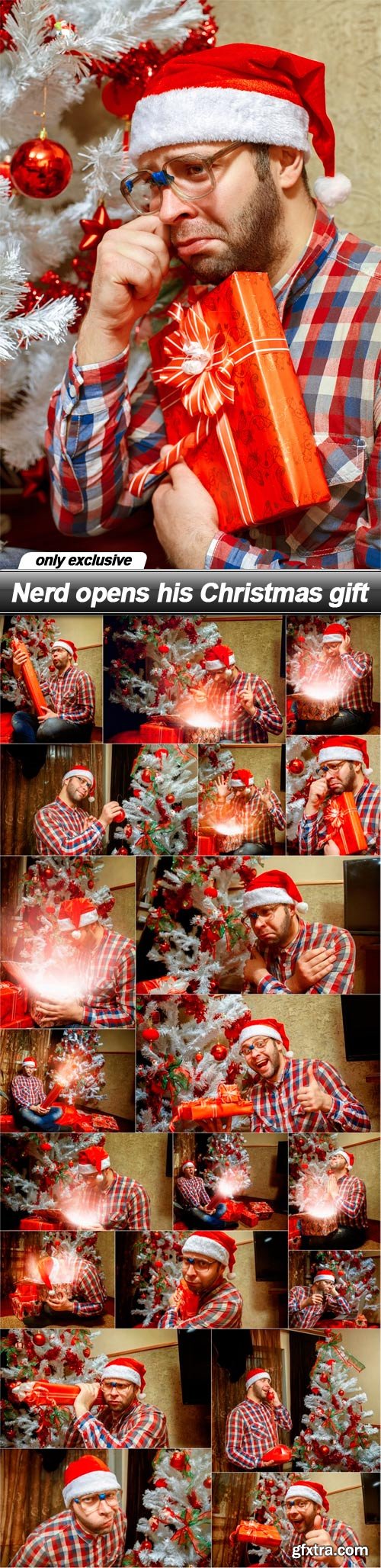 Nerd opens his Christmas gift - 20 UHQ JPEG