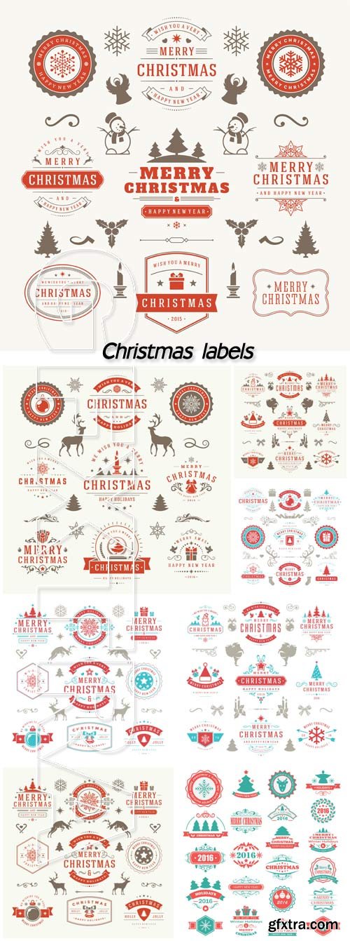 Christmas labels in vector