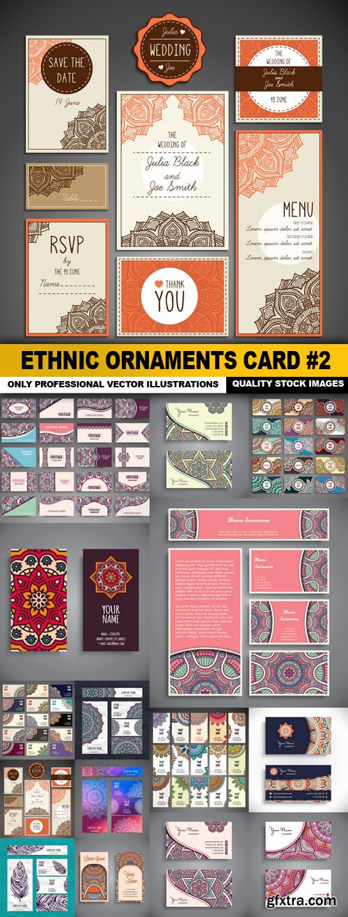 Ethnic Ornaments Card #2 - 15 Vector