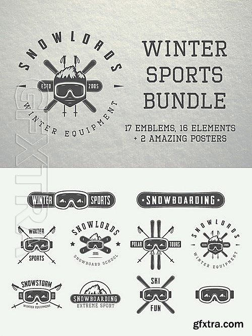 CM - Set of vintage winter sports emblems 463280