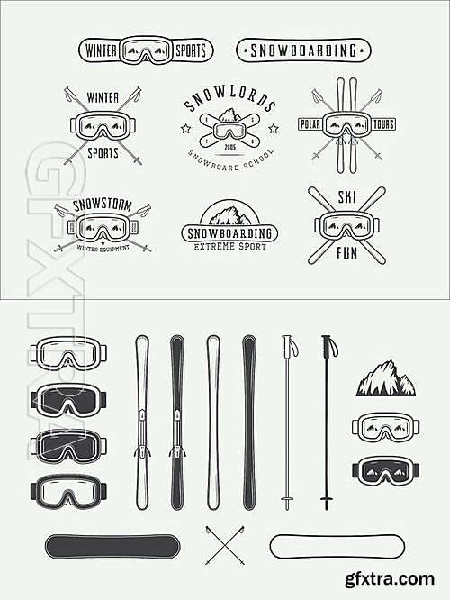 CM - Set of vintage winter sports emblems 463280