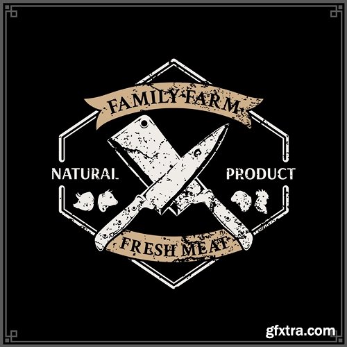 Butcher Shop Logo, Meat Label