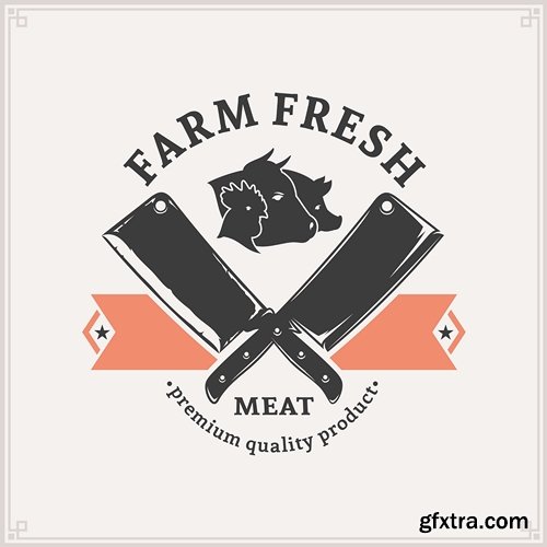 Butcher Shop Logo, Meat Label