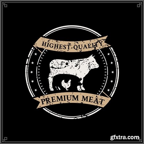 Butcher Shop Logo, Meat Label