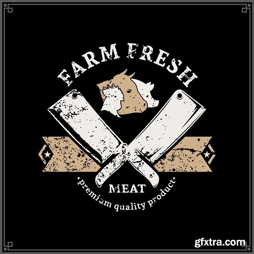 Butcher Shop Logo, Meat Label