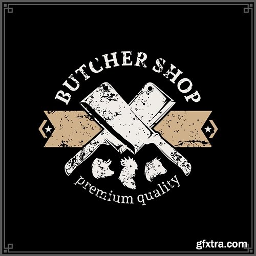 Butcher Shop Logo, Meat Label