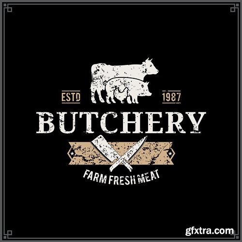 Butcher Shop Logo, Meat Label