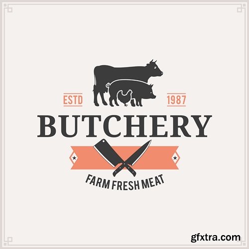 Butcher Shop Logo, Meat Label