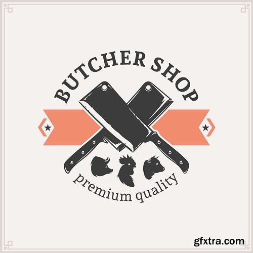 Butcher Shop Logo, Meat Label