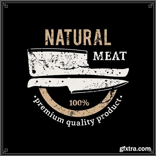 Butcher Shop Logo, Meat Label