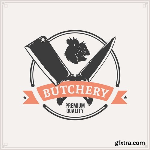 Butcher Shop Logo, Meat Label