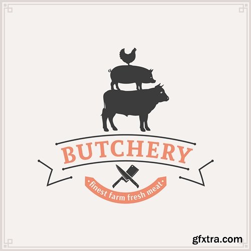 Butcher Shop Logo, Meat Label