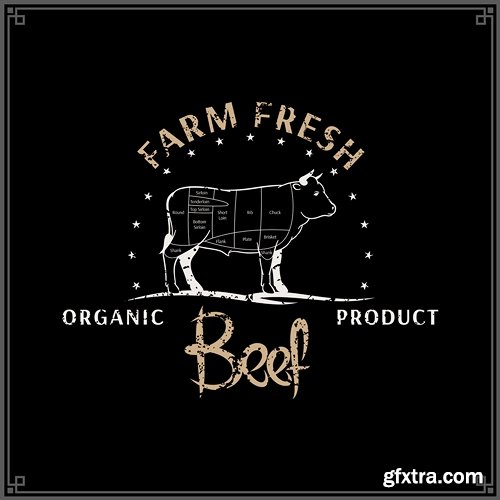 Butcher Shop Logo, Meat Label