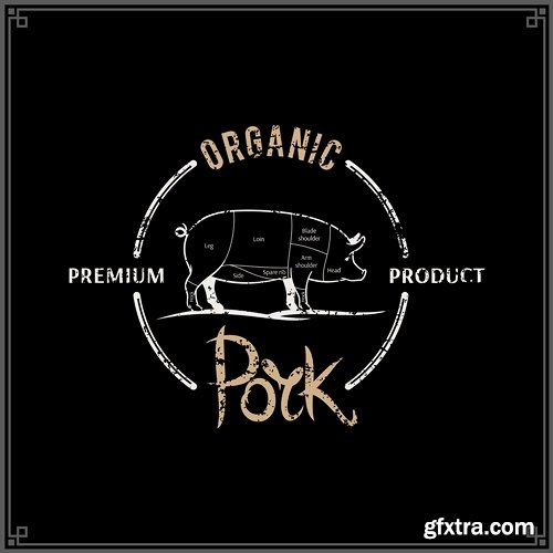 Butcher Shop Logo, Meat Label