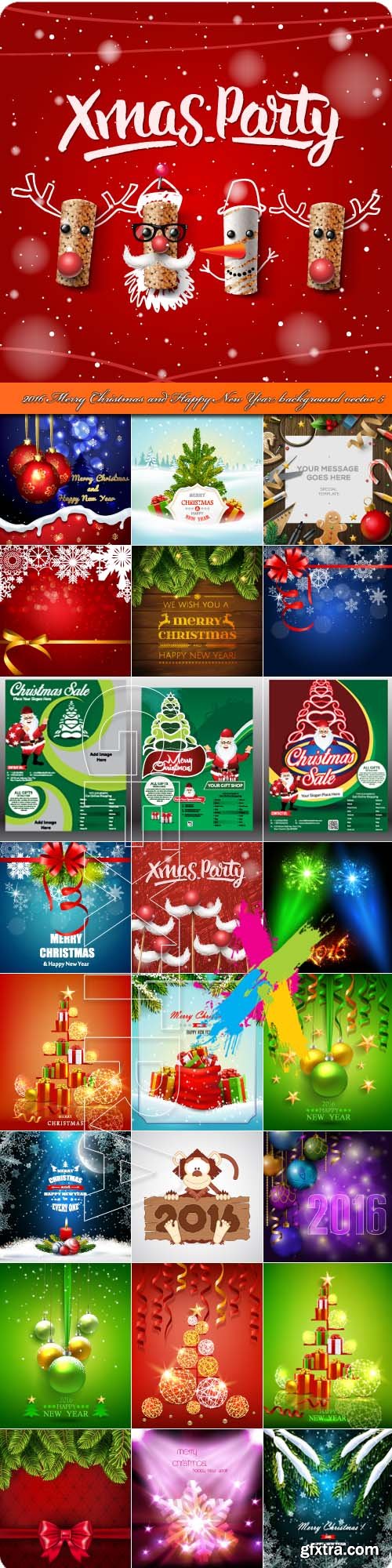 2016 Merry Christmas and Happy New Year background vector 5