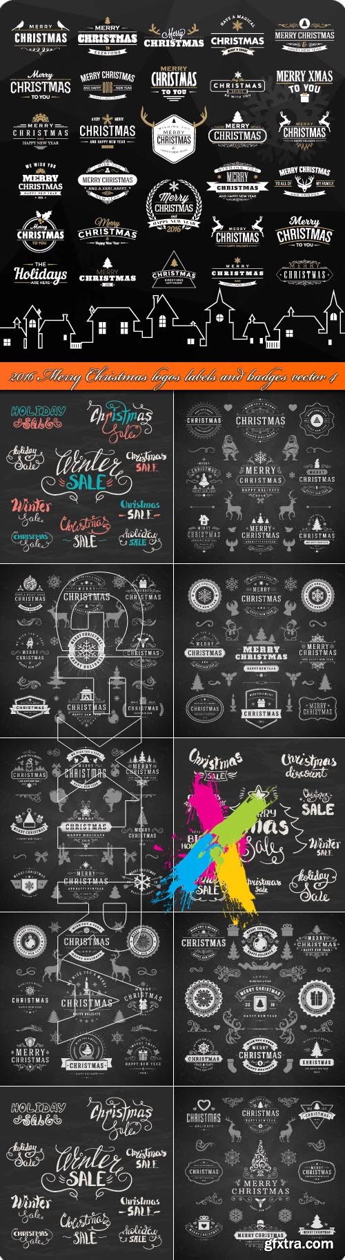 2016 Merry Christmas logos labels and badges vector 4