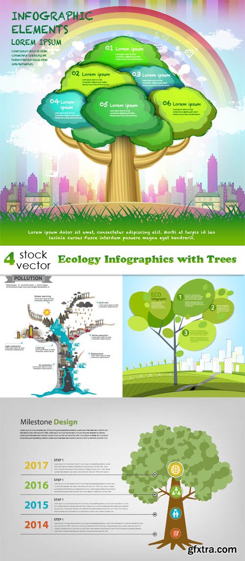 Vectors - Ecology Infographics with Trees