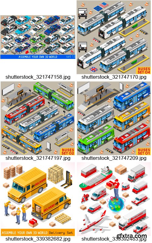 Amazing SS - Flat 3D Isometric Transport, 25xEPS