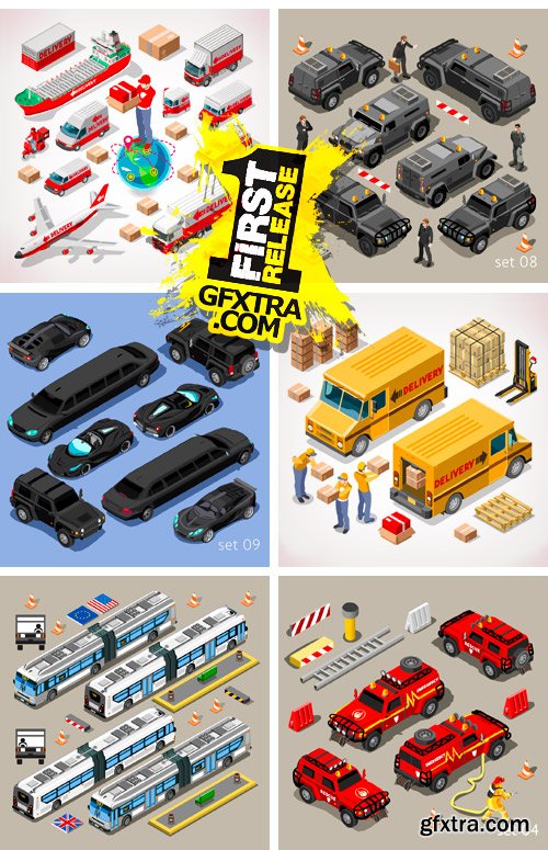 Amazing SS - Flat 3D Isometric Transport, 25xEPS