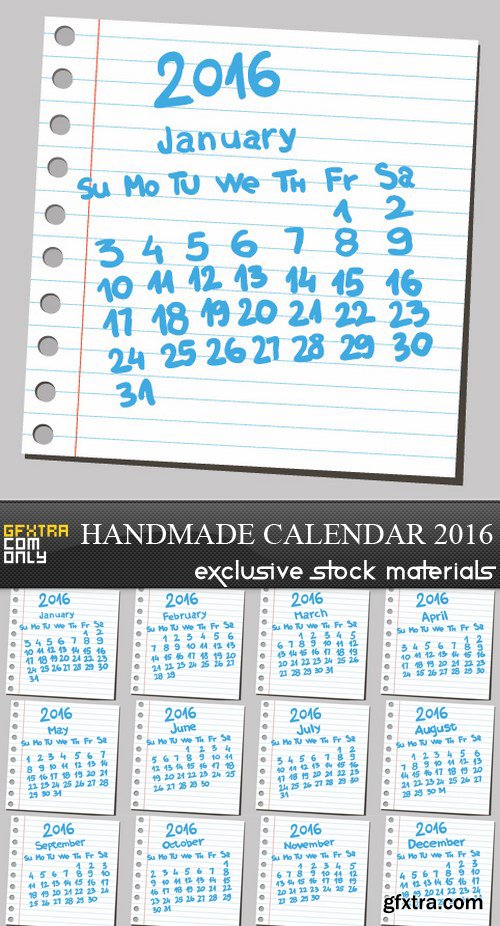 Handmade Calendar 2016 - 12 EPS