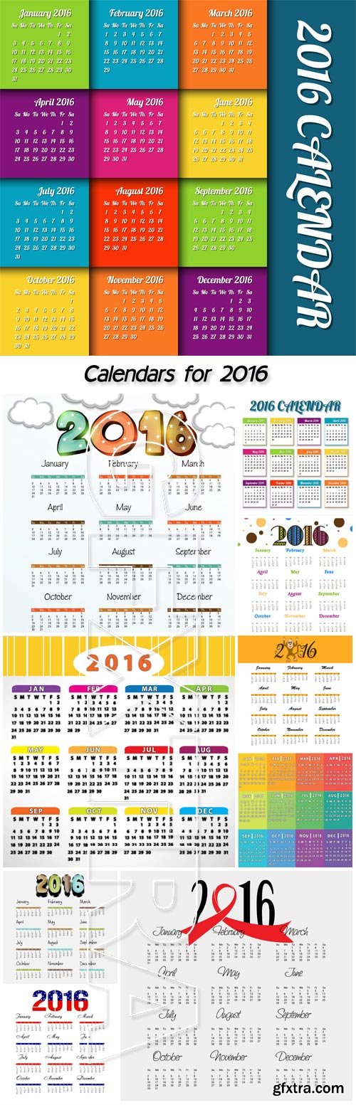 Calendars for 2016, vector