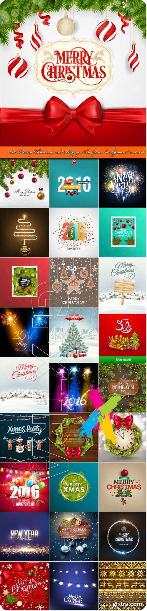 2016 Merry Christmas and Happy New Year background vector 6