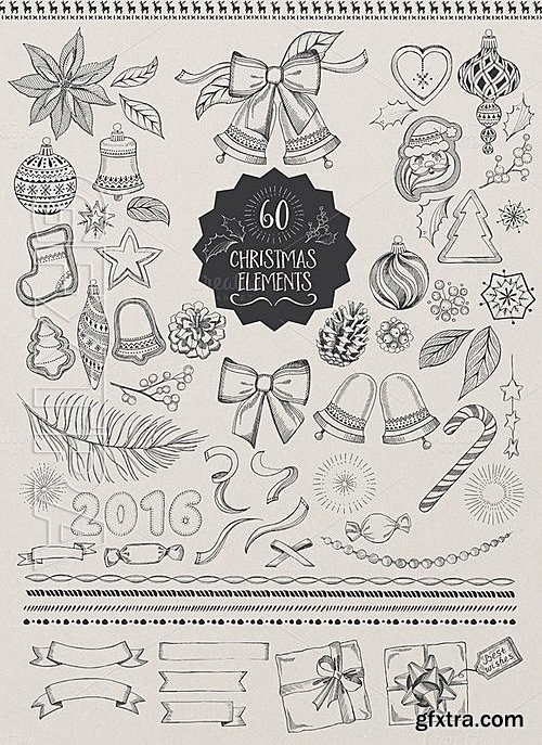 CM - 60 Christmas doodle elements 386403