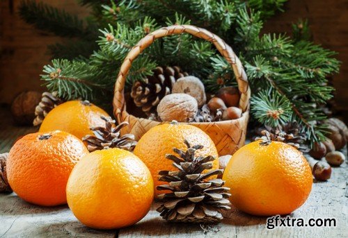 Christmas composition with tangerines