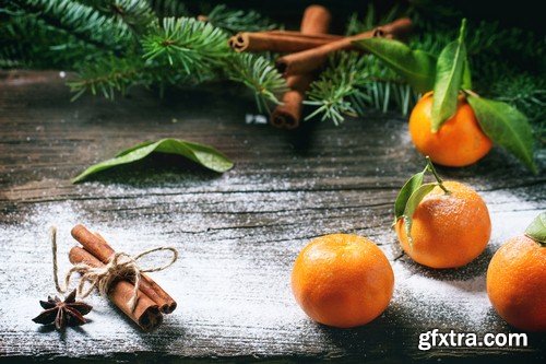 Christmas composition with tangerines