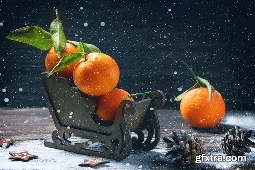 Christmas composition with tangerines