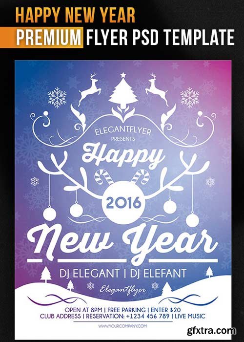 Happy New Year – Flyer PSD Template + Facebook Cover