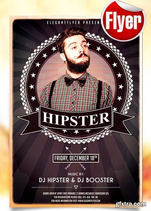 Hipsters Party – Free Flyer PSD Template + Facebook Cover