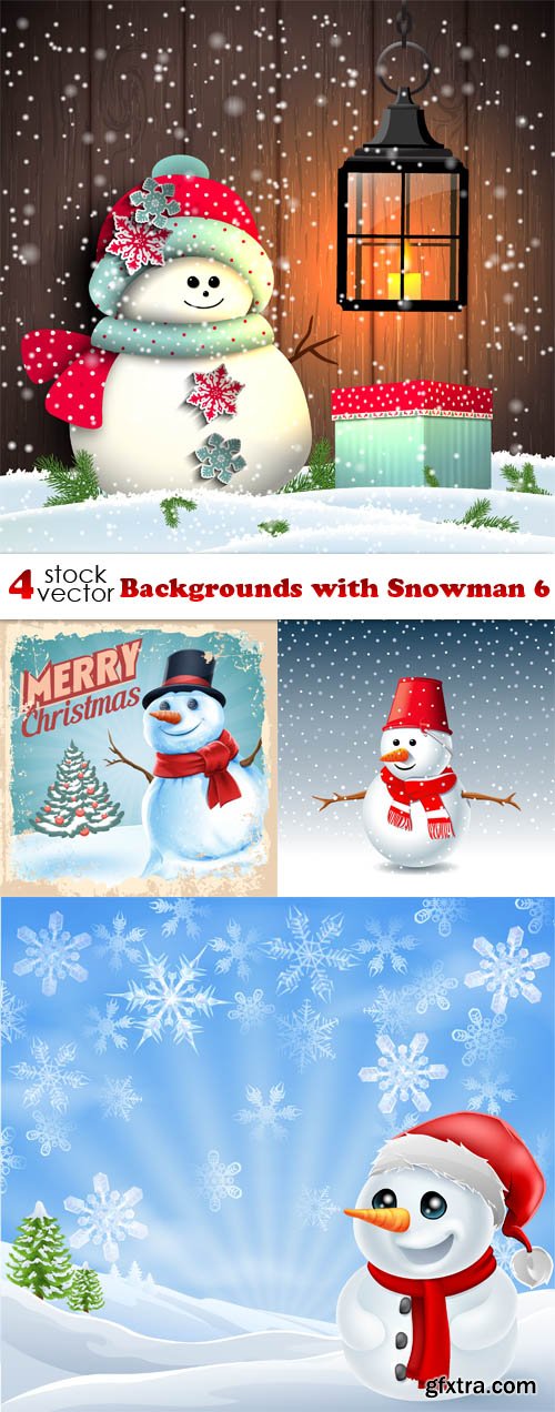 Vectors - Backgrounds with Snowman 6