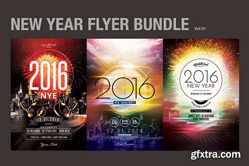 Creativemarket Christmas & New Year Flyers Bundle 464734