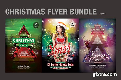 Creativemarket Christmas & New Year Flyers Bundle 464734