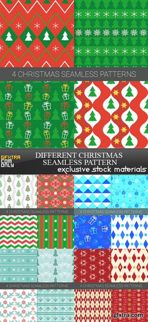 Different Christmas Seamless Pattern - 5 EPS
