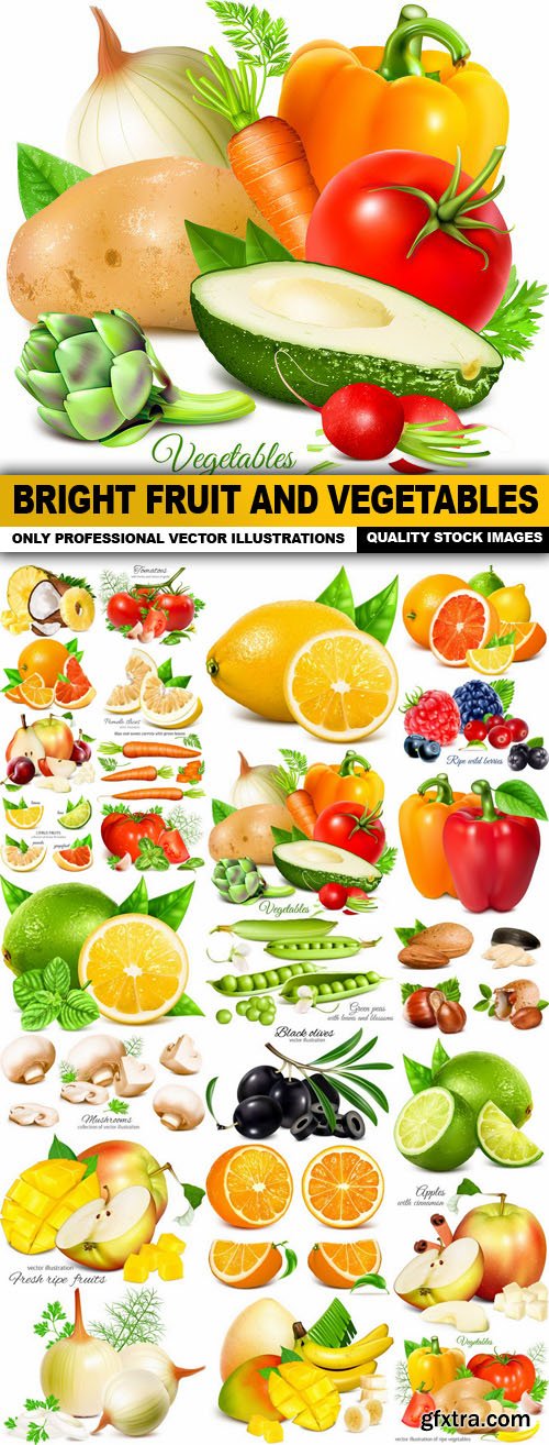 Bright Fruit And Vegetables - 25 Vector